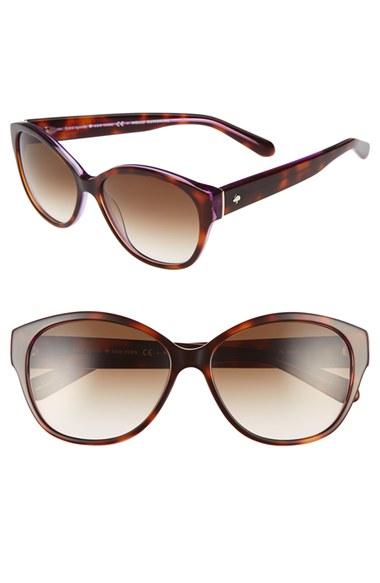 Women's Kate Spade New York 'kiersten' 56mm Cat Eye Sunglasses - Purple Tortoise