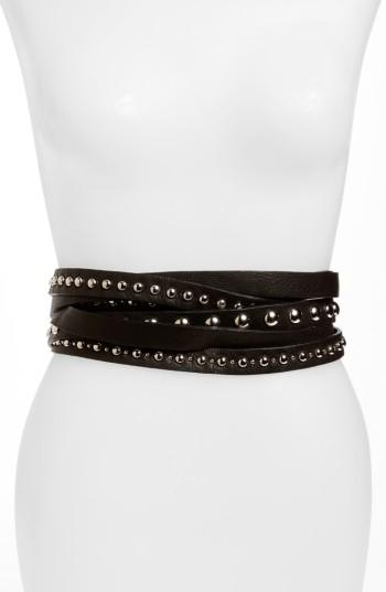Women's B-low The Belt Nikki Moto Leather Belt - Black/ Silver