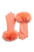 Women's Cc Faux Fur Trim Knit Tech Gloves, Size - Yellow