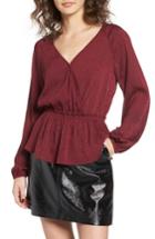 Women's Leith Faux Wrap Peplum Top, Size - Red