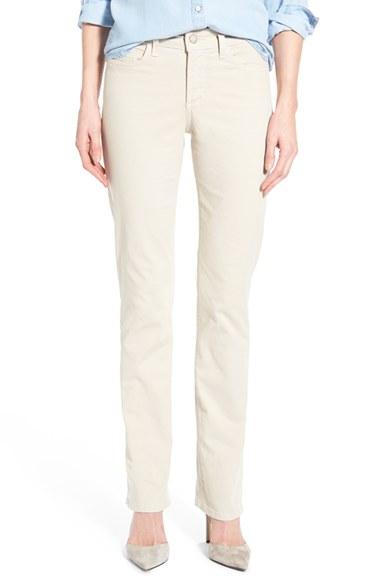 Women's Nydj 'marilyn' Stretch Straight Leg Jeans - Beige