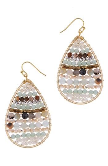 Women's Nakamol Design Beaded Moonstone Teardrop Earrings