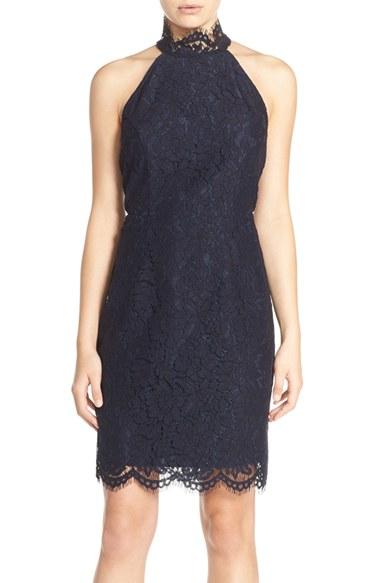 Women's Bb Dakota 'cara' High Neck Lace Dress - Blue