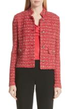 Women's St. John Collection Inlay Stripe Boucle Knit Jacket - Pink
