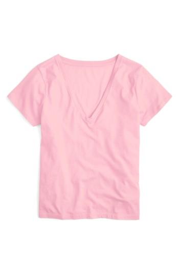 Women's J.crew Supima Cotton V-neck Tee - Pink