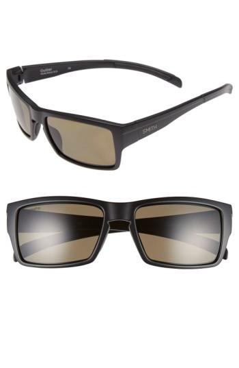 Women's Smith 'outlier' 56mm Polarized Sunglasses - Matte Black/ Polarized Green