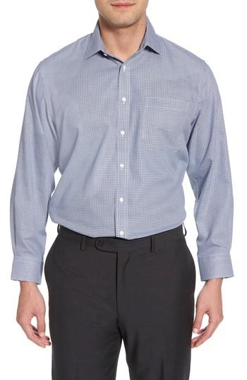 Men's Nordstrom Men's Shop Smartcare(tm) Traditional Fit Houndstooth Dress Shirt 34/35 - Blue