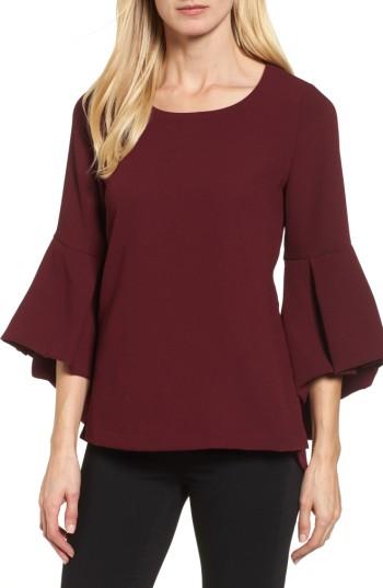 Women's Pleione Bell Sleeve High/low Top - Burgundy