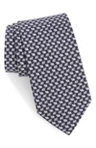 Men's Salvatore Ferragamo Gloria Print Silk Tie, Size - Blue