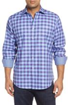 Men's Bugatchi Classic Fit Woven Check Sport Shirt, Size - Purple