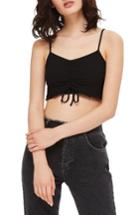 Women's Topshop Ruched Ruffle Bralette Us (fits Like 0-2) - Black