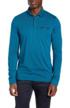 Men's Ted Baker London Loomie Slim Fit Tipped Long Sleeve Polo (xxl) - Blue/green