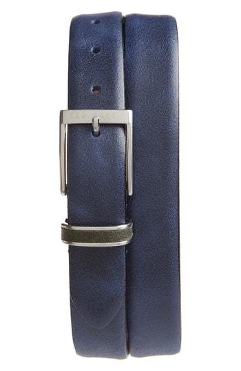 Men's Ted Baker London Waxed Suede Belt - Navy