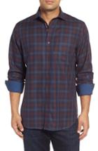 Men's Bugatchi Classic Fit Pinstripe Check Sport Shirt, Size - Blue