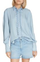 Women's Frame Scalloped Denim Shirt - Blue