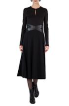 Women's Akris Punto Leather Waist A-line Dress - Black