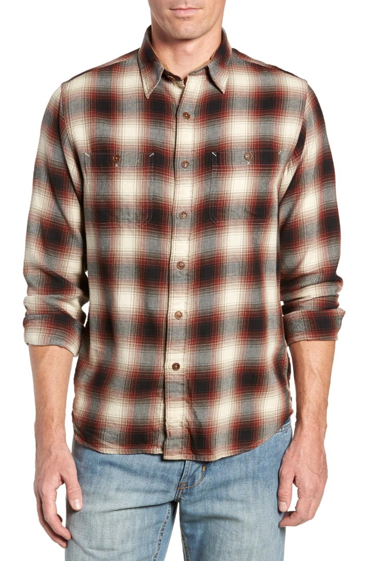 Men's Frye Miles Regular Fit Plaid Flannel Workshirt - Red