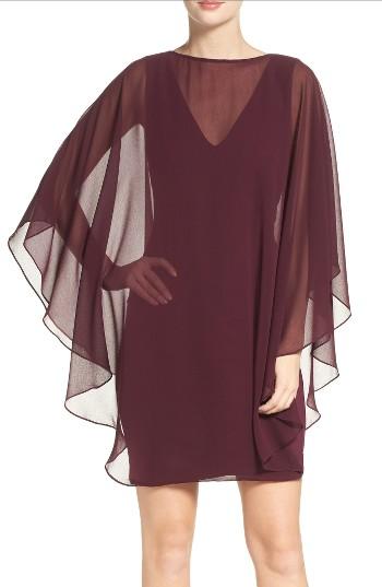 Women's Halston Heritage Ponte Sheath Dress With Chiffon Cape