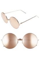 Women's Linda Farrow 58mm Mirrored Round 18 Karat Rose Gold Trim Sunglasses -
