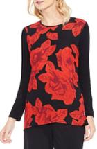 Women's Vince Camuto Floral Mixed Media Top, Size - Black