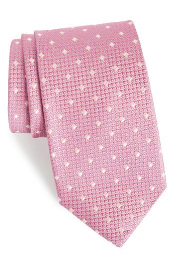 Men's Nordstrom Men's Shop Contrada Dot Silk Tie - Pink