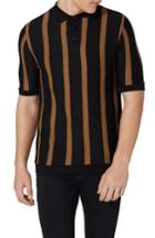 Men's Topman Trim Fit Stripe Knit Polo - Black