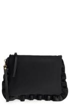 Sole Society Faux Leather Ruffle Clutch - Black