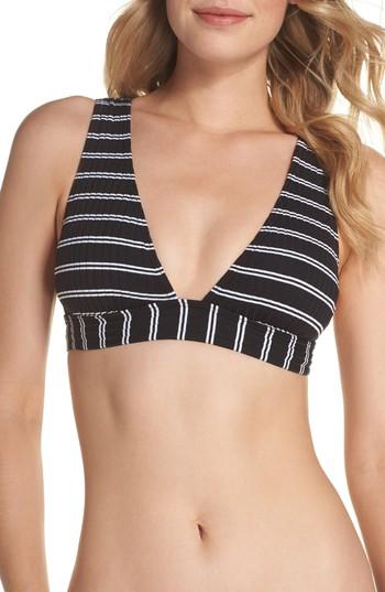 Women's Seafolly Inka Stripe Triangle Bikini Top Us / 6 Au - Black