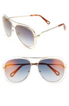 Women's Chloe 61mm Aviator Sunglasses - Gold/ Havana/ Flash Blue