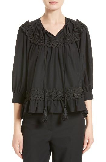 Women's Kate Spade New York Lace Applique Silk Top