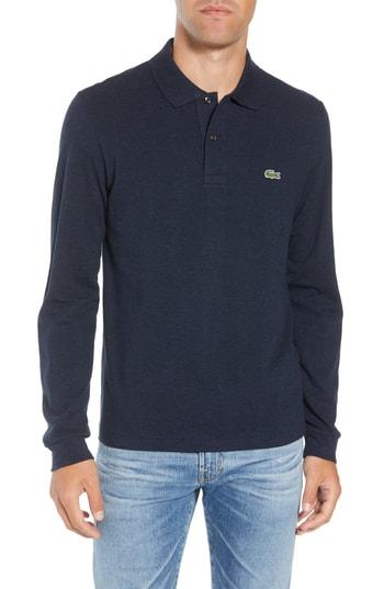 Men's Lacoste Long Sleeve Pique Polo (xxl) - Blue