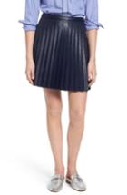 Women's J.crew Pleat Faux Leather Miniskirt - Blue