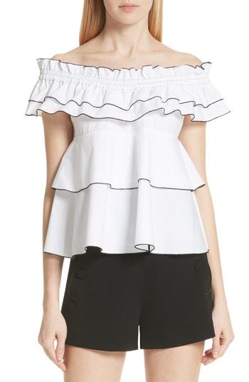 Women's Derek Lam 10 Crosby Ruffled Off The Shoulder Top - White