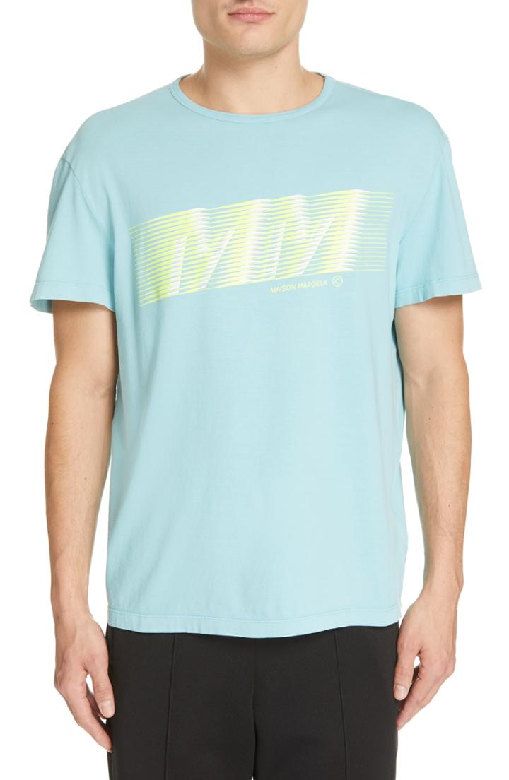 Men's Maison Margiela Logo T-shirt Eu - Blue/green