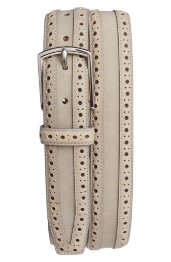 Men's Cole Haan Brogue Nubuck Leather Belt - Ironstone