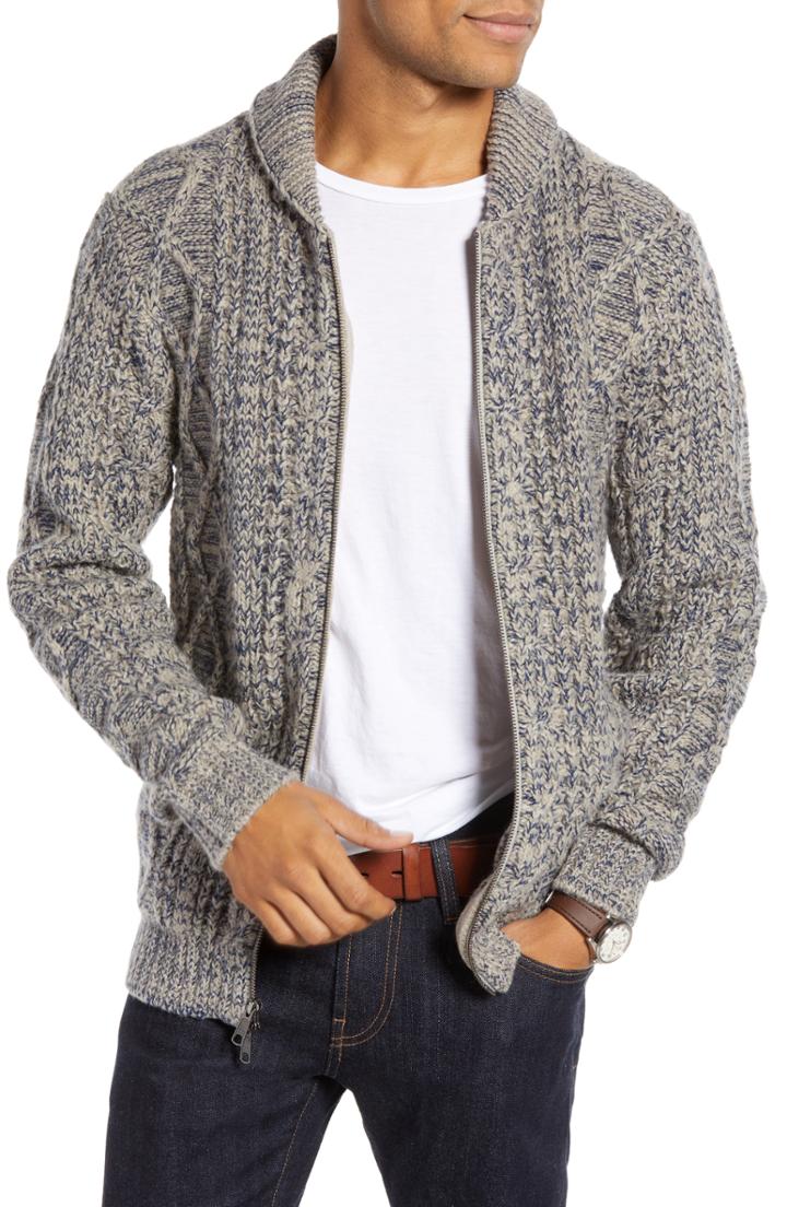 Men's 1901 Shawl Collar Full Zip Cardigan - Blue