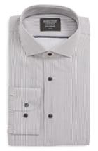 Men's Nordstrom Men's Shop Tech-smart Trim Fit Stretch Stripe Dress Shirt .5 - 32/33 - Grey