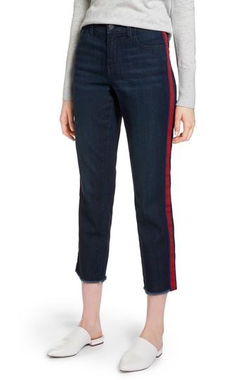 Women's Halogen Tuxedo Stripe Straight Leg Jeans - Blue