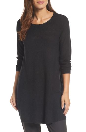 Women's Eileen Fisher Jewel Neck Tunic Sweater - Grey