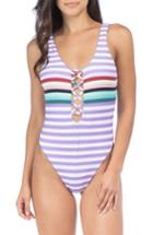 Women's The Bikini Lab Stripeout High Leg One-piece Swimsuit - Purple