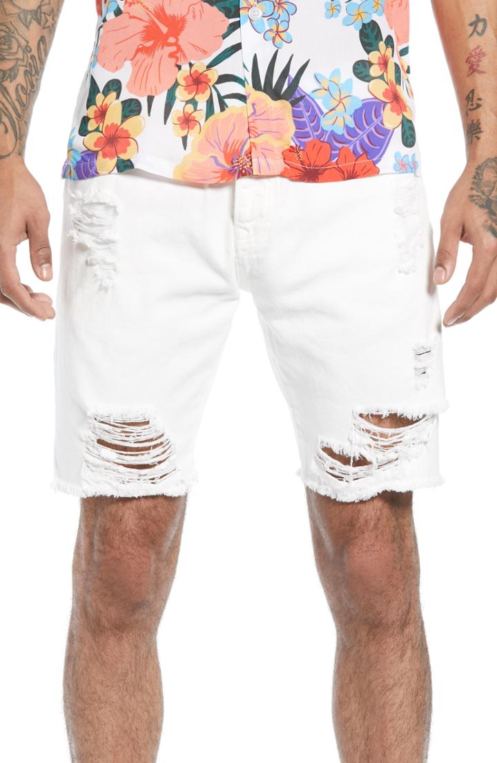 Men's Topman Slim Fit Ripped Denim Shorts
