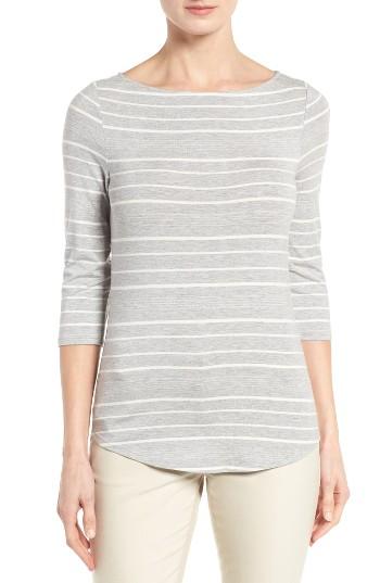 Women's Nordstrom Collection Stripe Boat Neck Tee