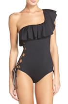 Women's Laundry By Shelli Segal One-shoulder One-piece Swimsuit, Size - Black