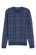 Men's Bobby Jones Tonal Grid Wool Sweater, Size - Blue