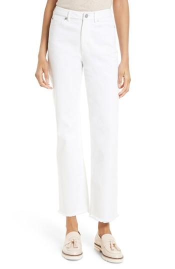 Women's La Vie Rebecca Taylor Anais Frayed Hem Wide Leg Crop Jeans - White