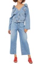 Women's Topshop Off The Shoulder Denim Jacket Us (fits Like 0-2) - Blue