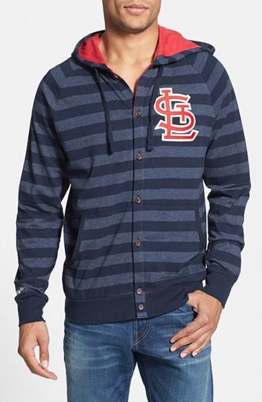 Men's Mitchell & Ness 'cardinals' Stripe Button Front Jersey Hoodie