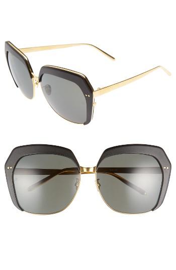 Women's Linda Farrow 62mm 22 Karat Gold Trim Oversize Sunglasses -