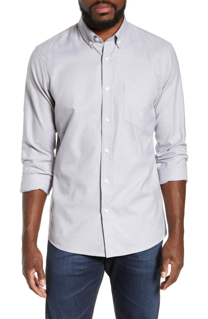 Men's Nordstrom Men's Shop Brushed Sport Shirt - Grey