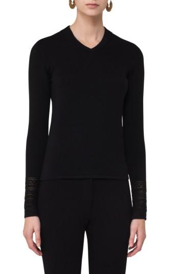 Women's Akris Punto Lace Cuff Pullover - Black
